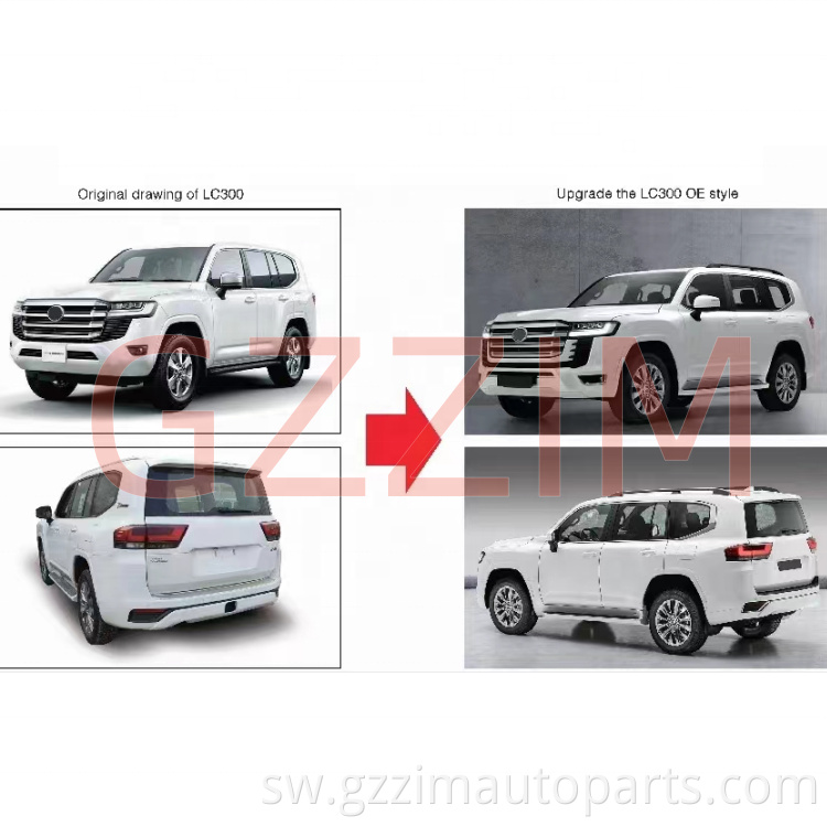 Kitengo cha Mwili wa Mbele na Nyuma na Fender Flare Fit for Land Cruiser LC300 hadi Mechi ya Juu